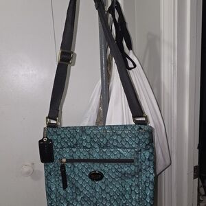 Coach Teal Patterned Crossbody Bag
